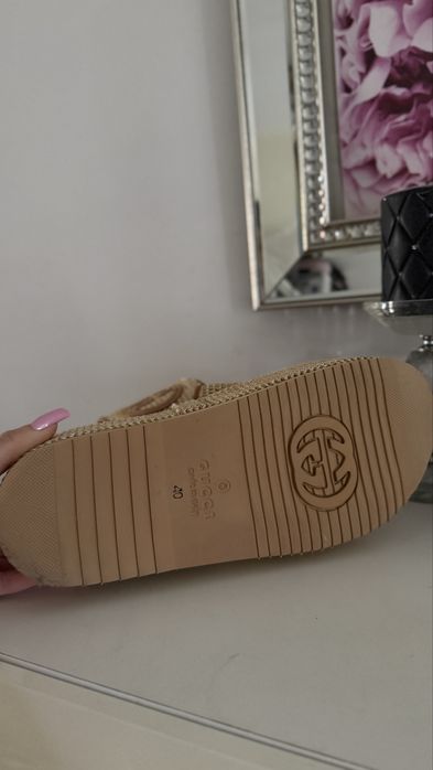 Gucci klapki 40 25,5 boho skorzane