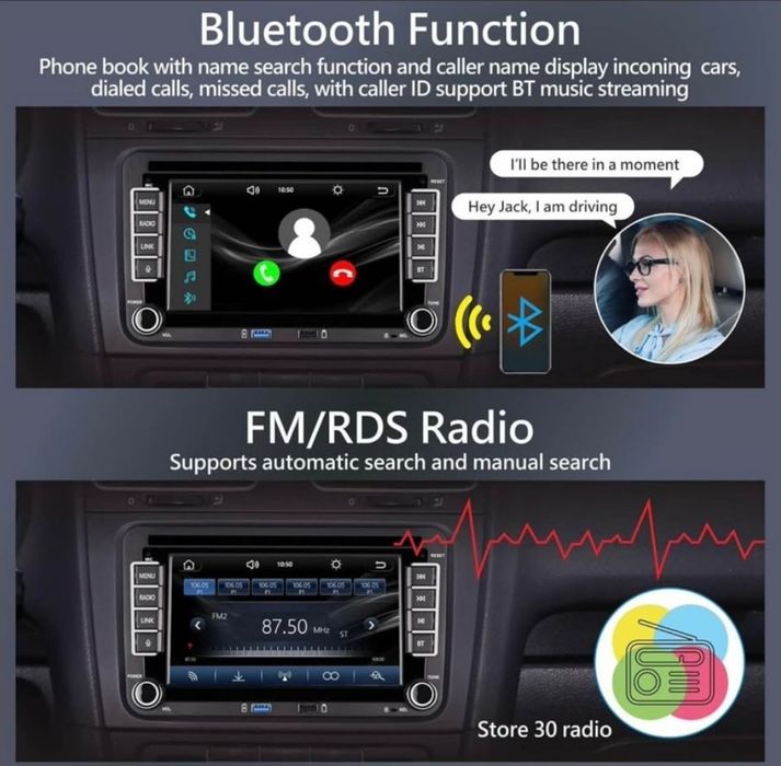 Rádio 2 DIN Android VW Golf/Passat/Polo/Seat/Sirocco...