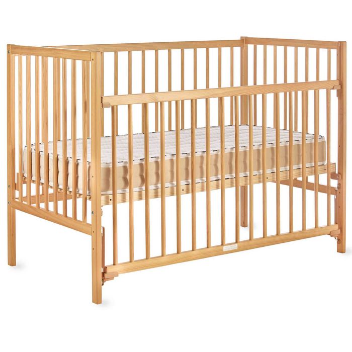 Cama de grades com lateral regulável + colchão happy bear