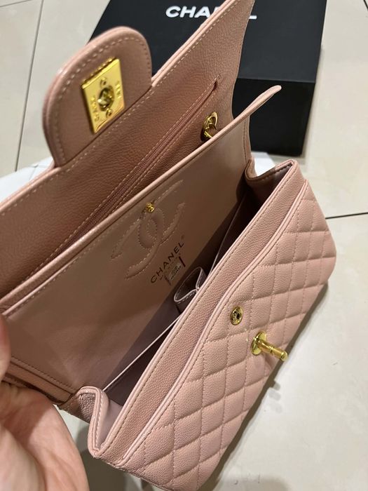 Torebka chanel classic flap bag rozowa damska zestaw