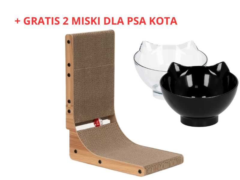 Duży Drapak Kartonowy dla Kota + GRATIS 2 Miski Na Karmę NOWE OKAZJA