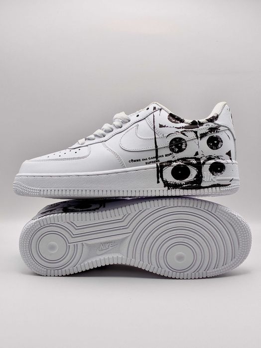 44 розмір кросівки чоловічі найк аір форс білі nike air force low supreme з очами
