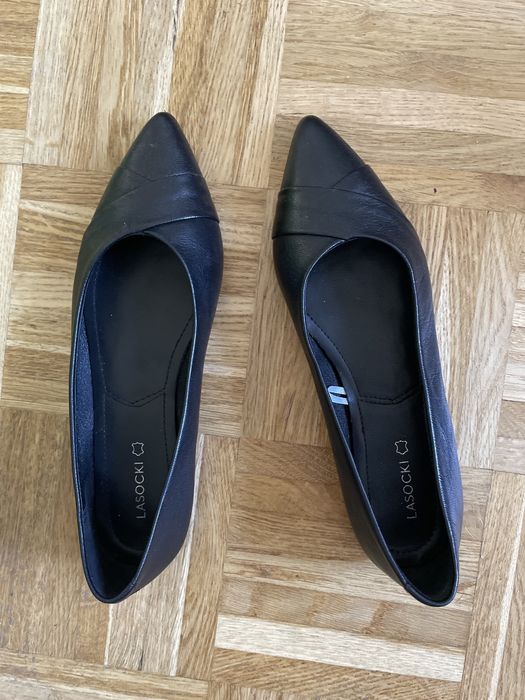 Czarne skórzane baleriny Lasocki, piękne.