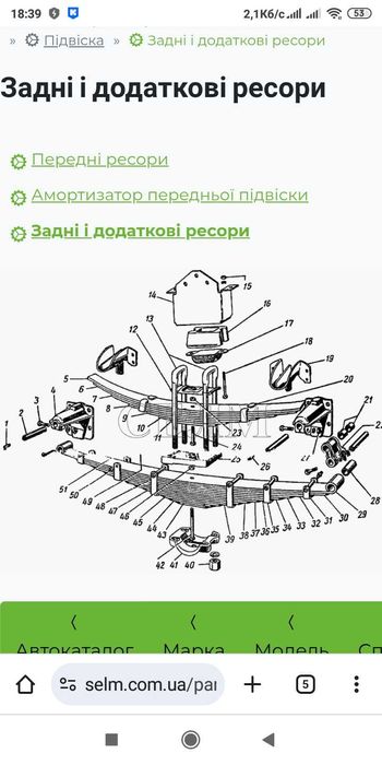Кузов Газ 51, 52 Ресори