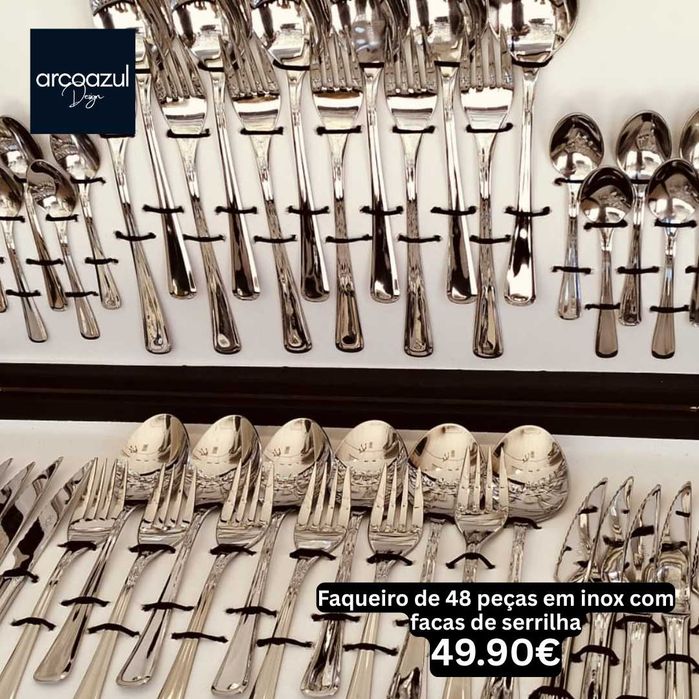 Faqueiro de 48 Peças de Inox Riga By Arcoazul