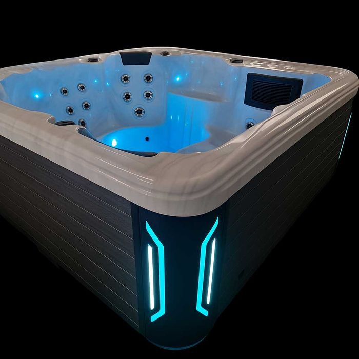 Jacuzzi ogrodowe SPA Balboa 220x220 cm Akryl. Kompletne pokrywa schody