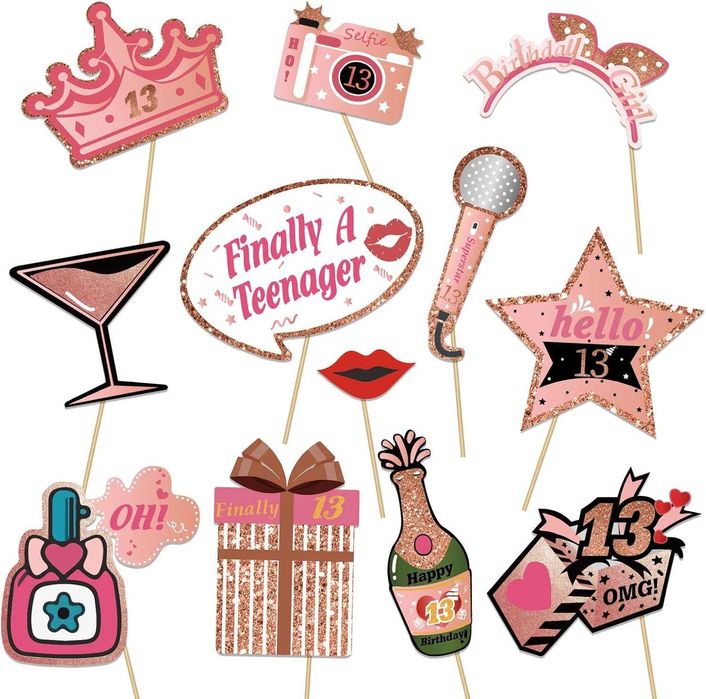 Rekwizyty fotobudki 13 urodziny imprezę dla nastolatków 39 elementów