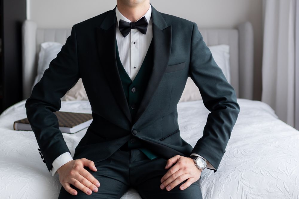 Smoking ślubny garnitur  butelkowa zieleń na wzrost 176-183