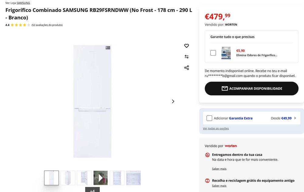 Frigorifico Samsung No Frost RB29FSRNDWW