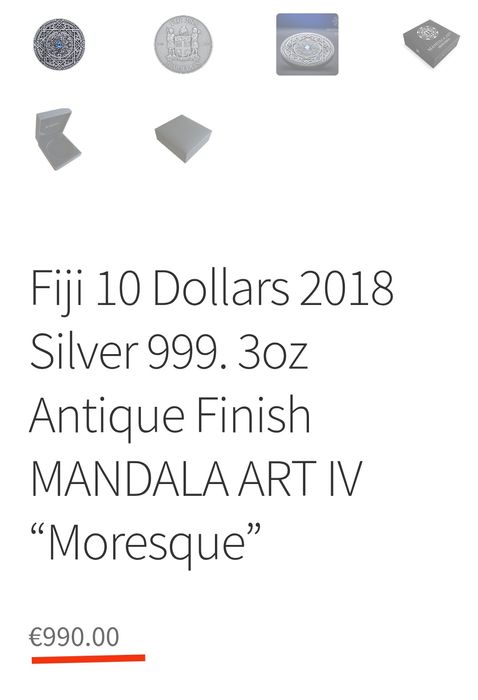 3 Oz. / тираж 500 шт. / MORESQUE Mandala Art  / Серебро Монета Мандала