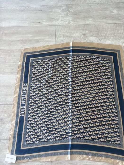 Dior chusteczka apaszka szalik jedwabny granatowa 70/70 nowa