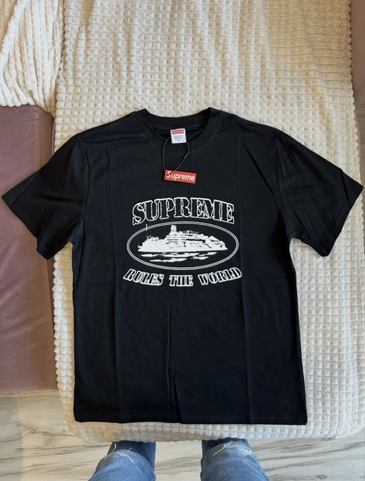 Supreme x Corteiz Koszulka z Logo Nowa Czarna M