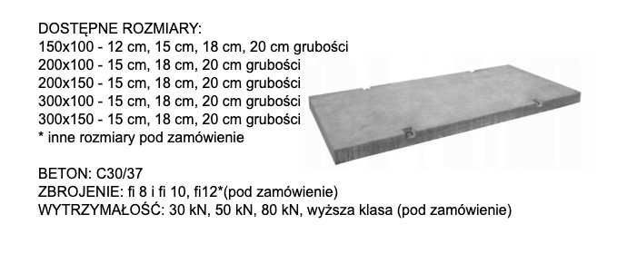 Płyty DROGOWE MON płyta 300x150x15 BETONOWA C30/37 zbrojone TRANSPORT