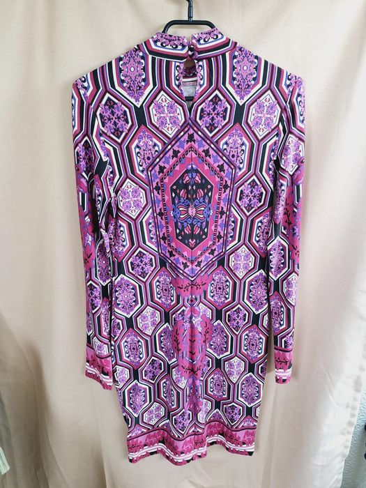 Sukienka midi wiskoza wzory różowa bon prix S 36