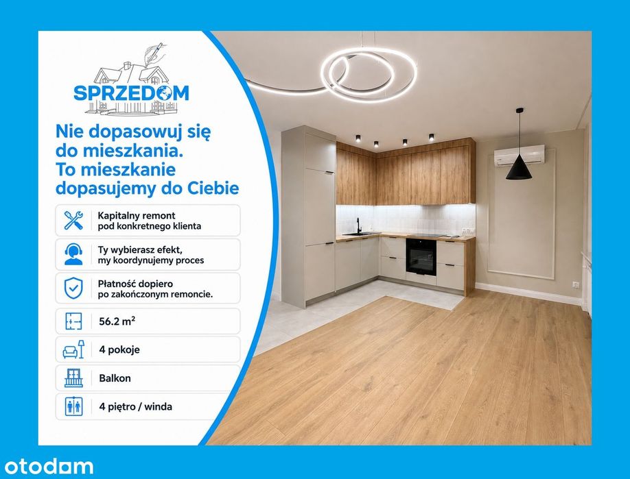 Mieszkanie 56m²✮Po remoncie✮4pokoje✮Balkon✮Piwnica