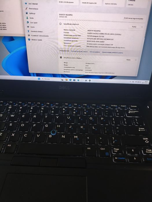 Laptop Dell i5 SSD 16gb ram win 11  podświetlana klawiatura