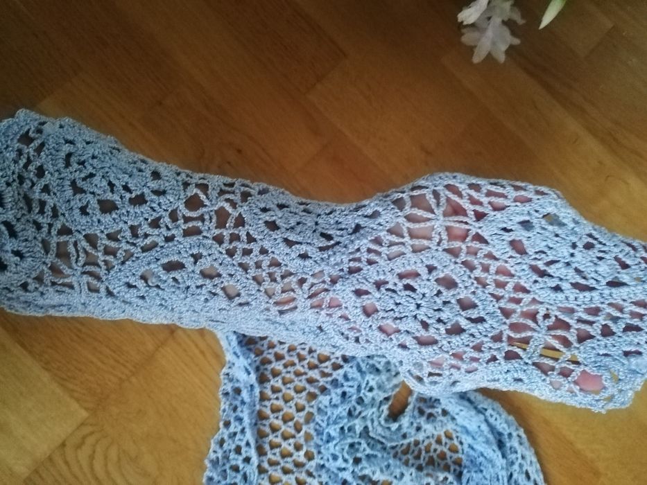 Zamienie/sprzedam Narzutka ażurowa szydelkowana błękitna