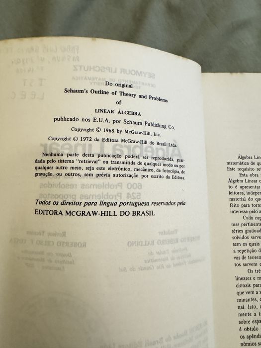 Livro Álgebra Linear de Seymour Lipschutz