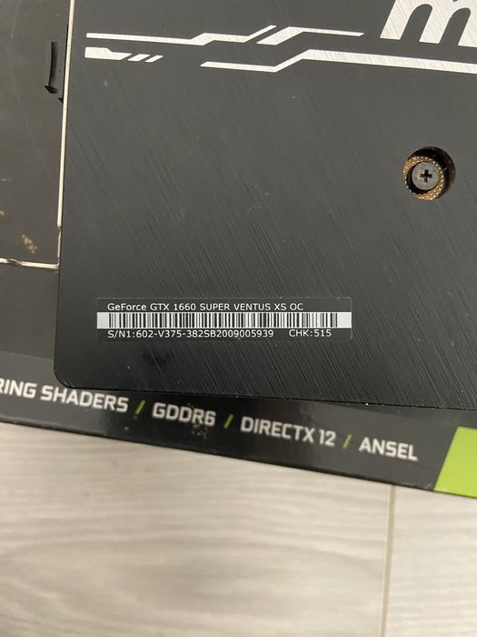 MSI GTX 1660 super ventus xs os дефект