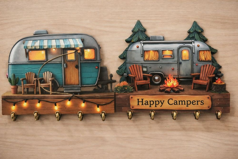 Стильні ключниці Camper | Дерево | 2D | Тренд 2026