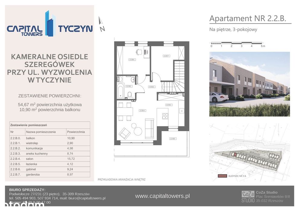 3 pokoje | 54,67 m² | duży balkon| Tyczyn nowy budynek Dostępne