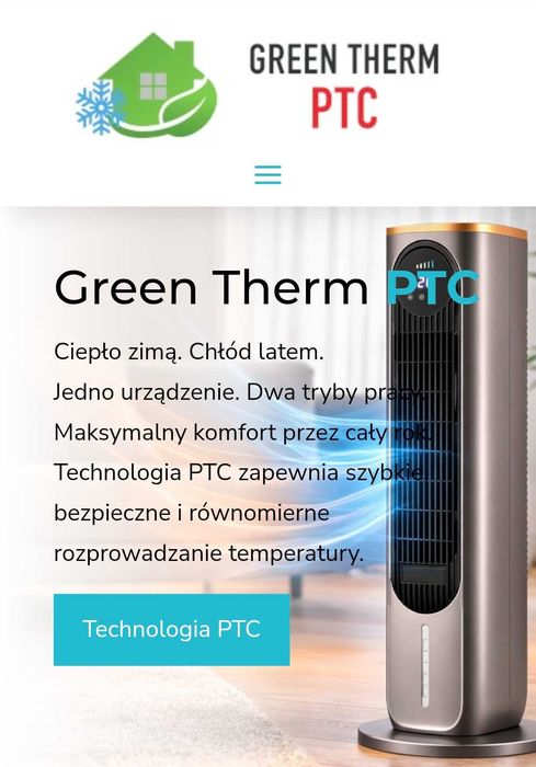 Klimatyzacja Green Therm PTC 2500W + ekspres Werwe Barista