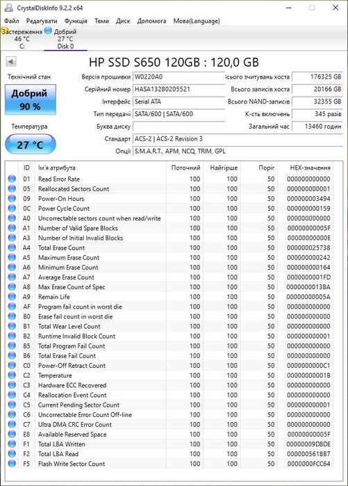SSD диск 120GB HP S650 (SATA3 \ 2.5"). Trade-IN