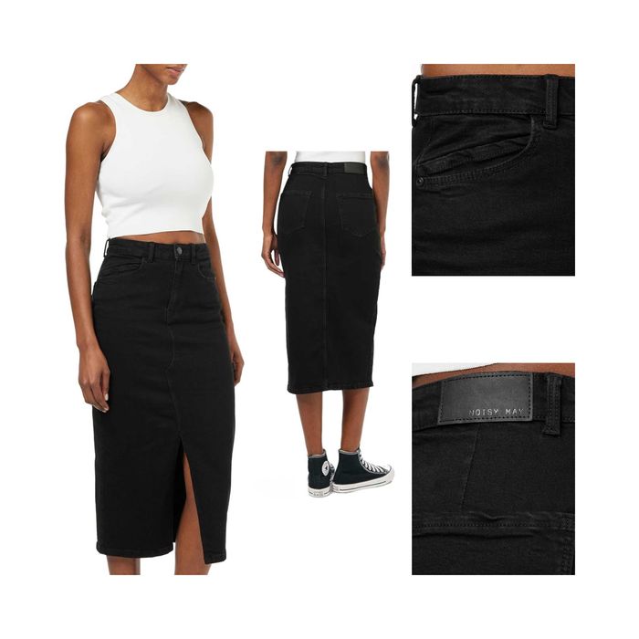 Damska Spódnica NOISY MAY NMKATH NW Slit Midi Skurt VI478BL Czarny M