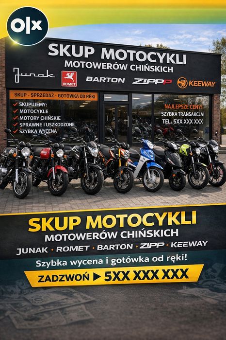 Skup chińskich  skuterów quadów  motocykli  motorowerów przyjedziemy !