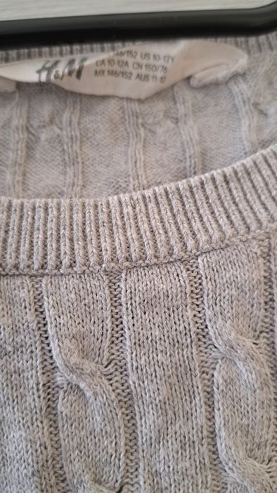 2 sweterki H&M warkoczowy splot 146/152