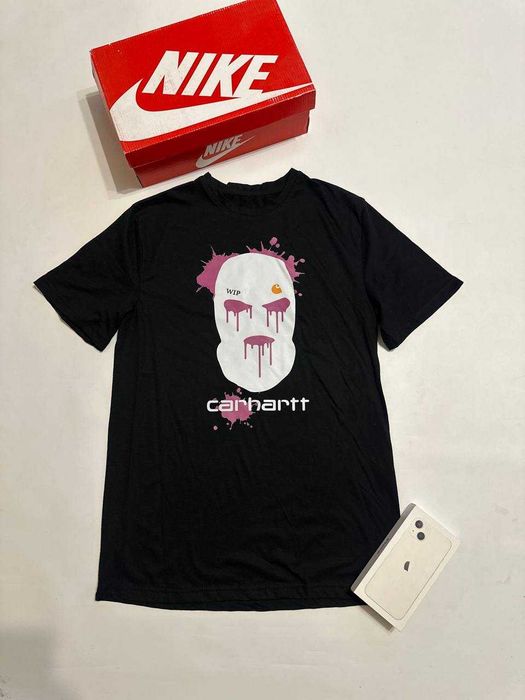 Футболка CARHARTT/чорна/футболки/ Кархарт/КАРХАРТ/МАСКА /WIP/ВІП/ВІП/ унісекс/ Маска WIP.