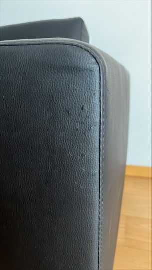 Sofá Cama Preto de pele sintética