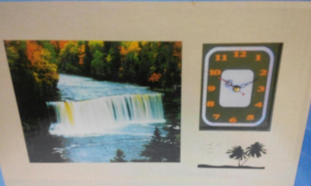 Часы- картина с подсветкой "Водопад" с часами.