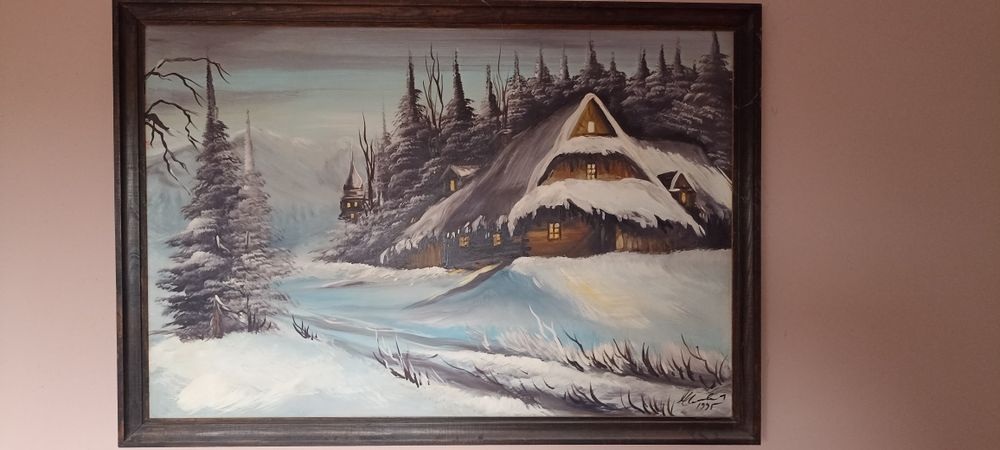 Obraz olejny na płycie pilśniowej w ramie 93x64