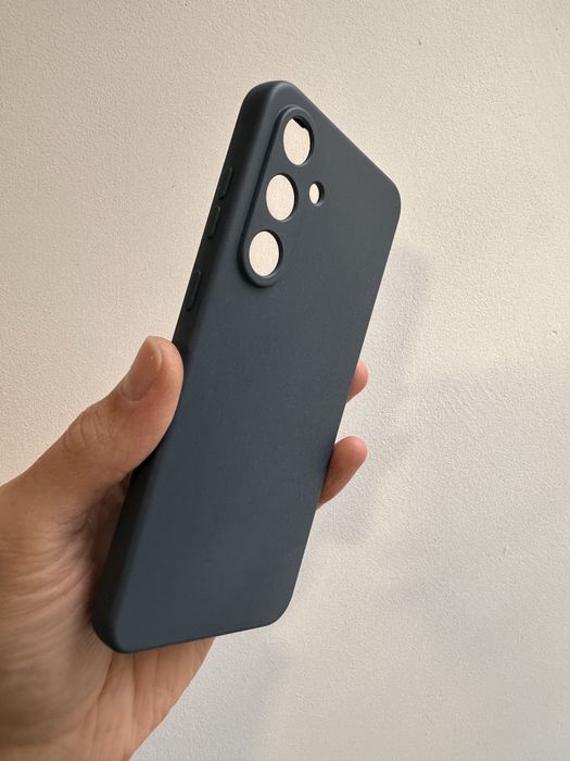 Etui Plecki Silikon granatowe + SZKŁO do SAMSUNG GALAXY S25 FE