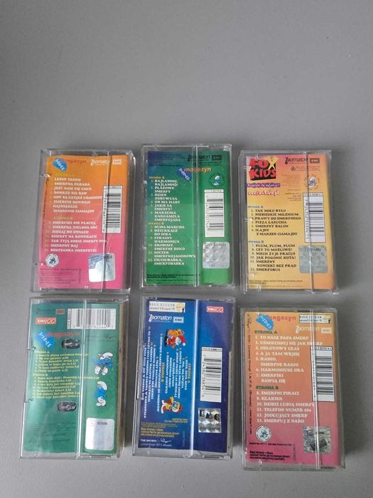 Smerfne Hity zestaw 7 kaset magnetofonowych Smerfy retro