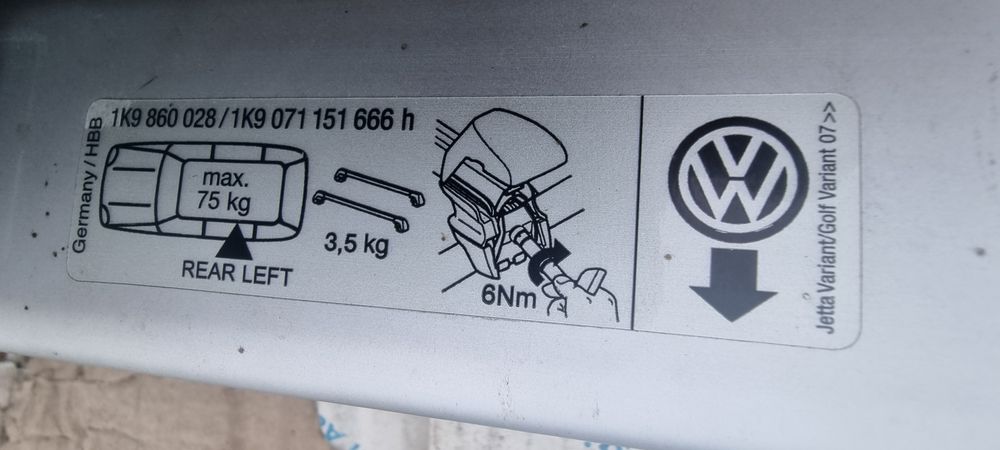 Bagaznik dachowy na relingi vw golf 5 golf6 kombi vw jetta  kombi