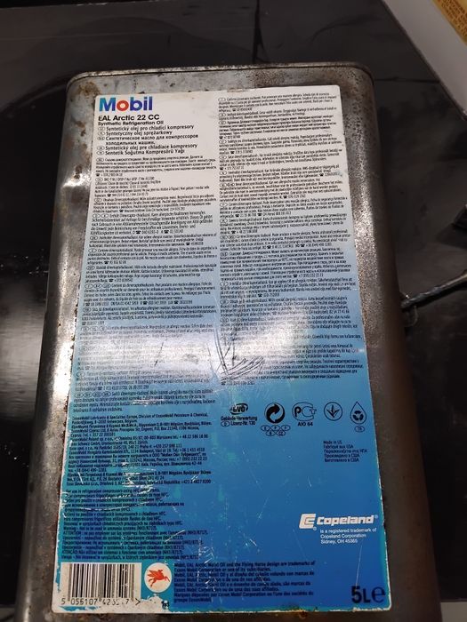 Oleo sintético refrigeração compressores Mobil eal arctic 22 cc