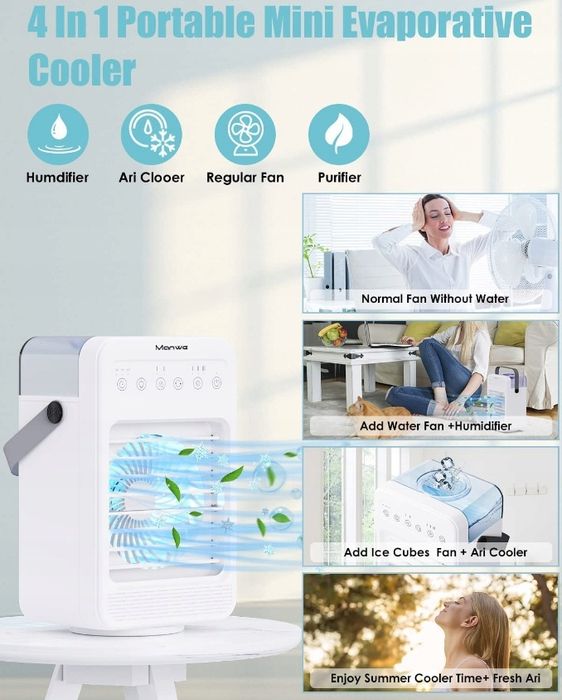 Przenośny nawilżacz powietrzą klimatyzator wentylator manwe f2 4w 1