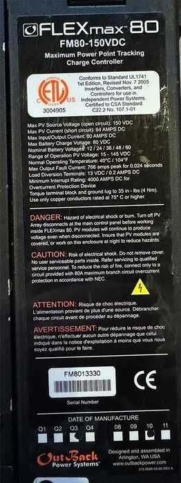 Outback Power - MPPT Charge Controller, 3000 Watt