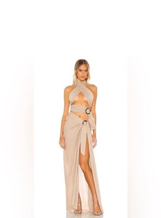 Bronx and Banco X REVOLVE Cleopatra Dress Sand Metallic Neutral XS NWT $750