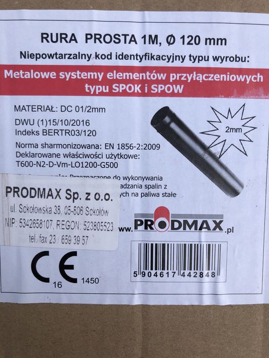 Rura prosta 120 1 metr czarna