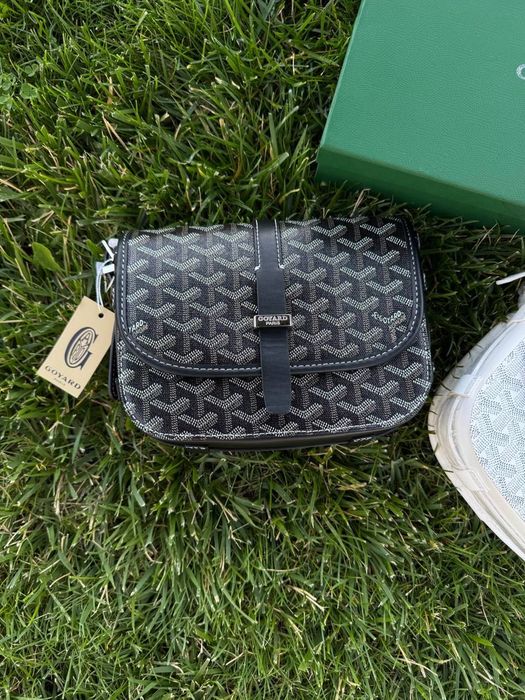 Сумка Goyard месенджер через плече гуаярд чорна і біла з коробкою і бе