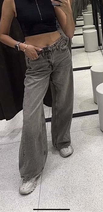 Широкі джинси Zara сірі