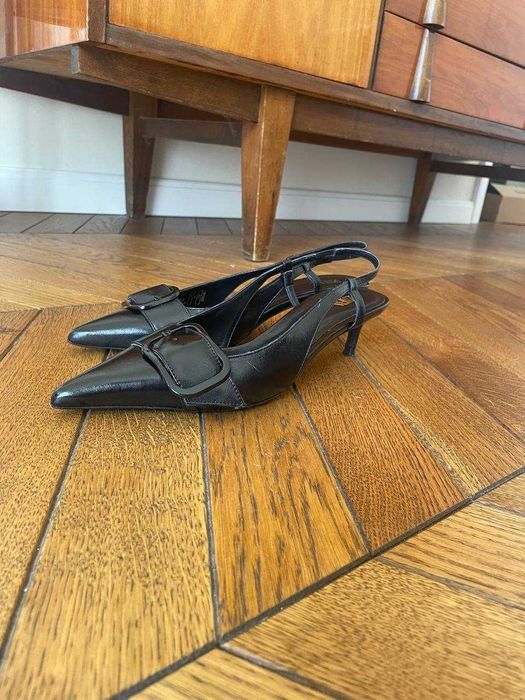 Туфлі Zara слінгбеки kitten heel шкіряні