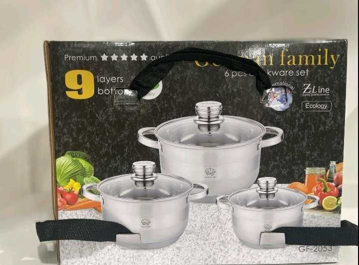 Набор кастрюль German Family GF-2053 нержавеющая сталь с крышками