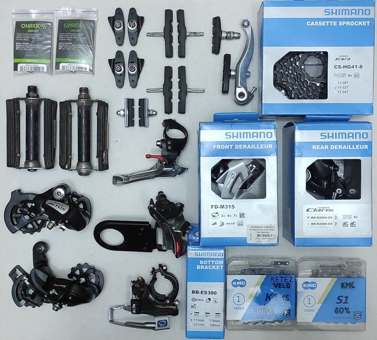 Запчасти и аксессуары на велосипед MTB, шоссе, дорожный