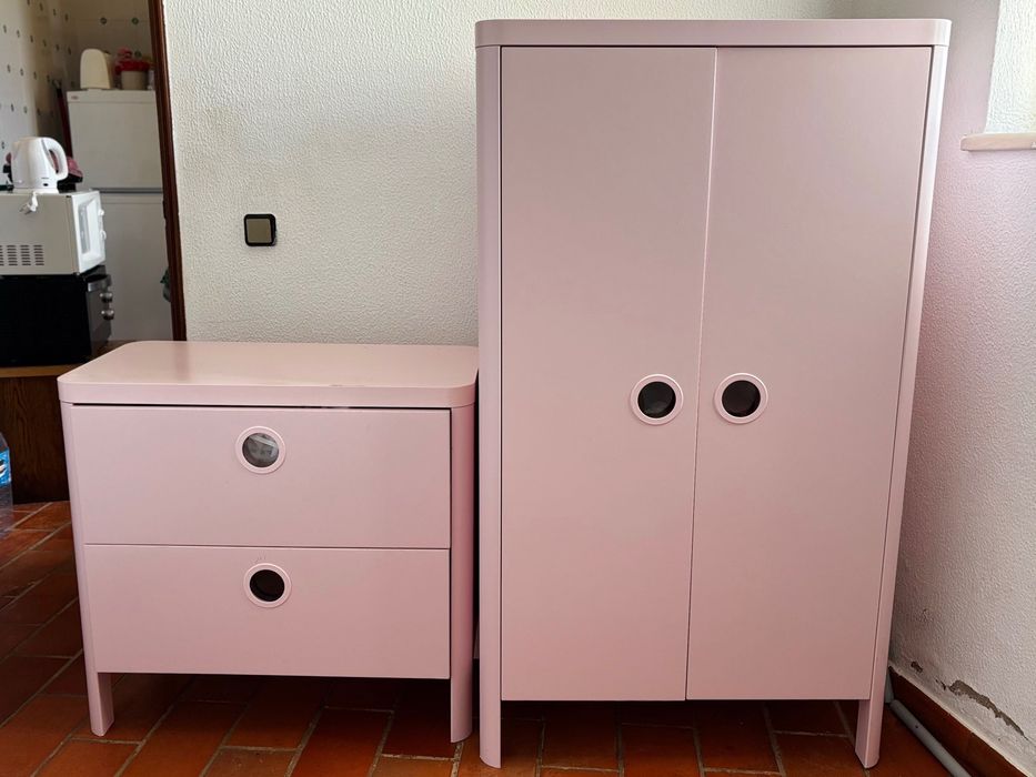 Roupeiro + Cómoda IKEA BUSUNGE Rosa Claro