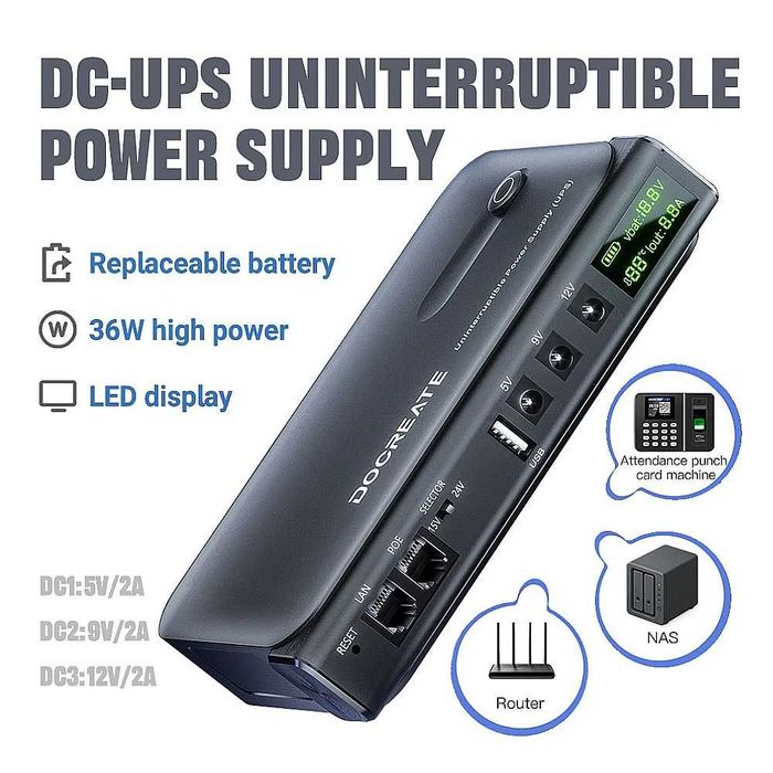 UPS ДБЖ для роутера 36 Вт dc1036l  з акб та без Безперебійник