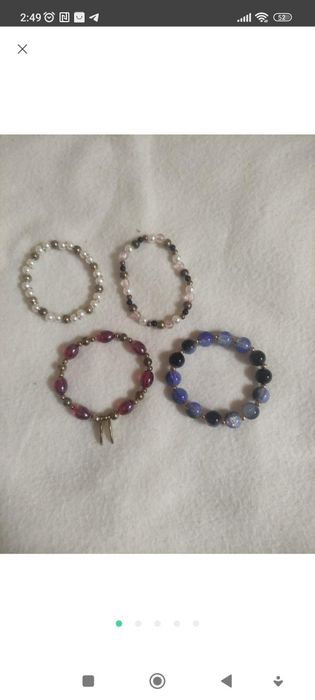 Браслет з бісеру бусин намистин синій червоний білий золотий 15 16